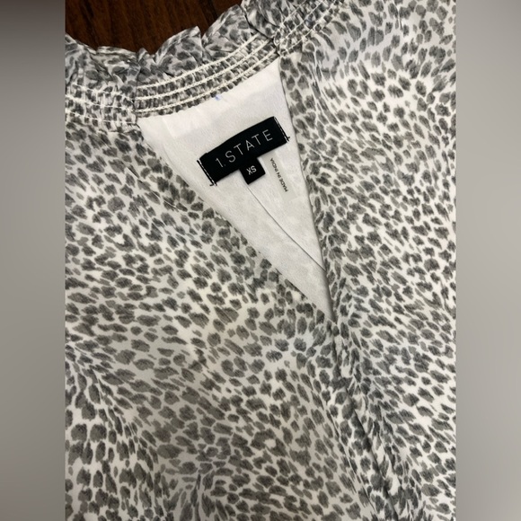 1 State X Jaime Shrayber Printed High-Low Dress XS Snow Leopard Ruffle Spring - Picture 10 of 16